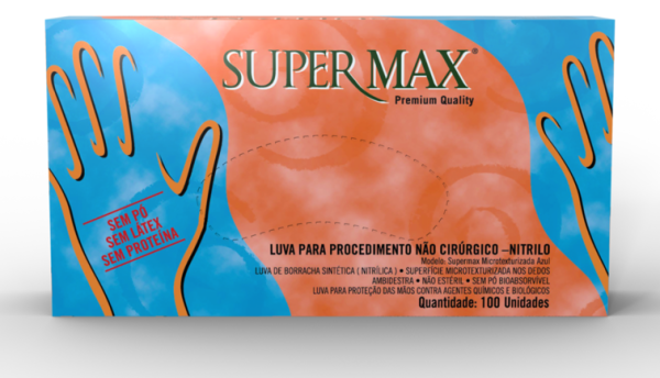 LUVA NITRILO DESCARTÁVEL SUPERMAX S/PO C/100UNID - Imagem 3