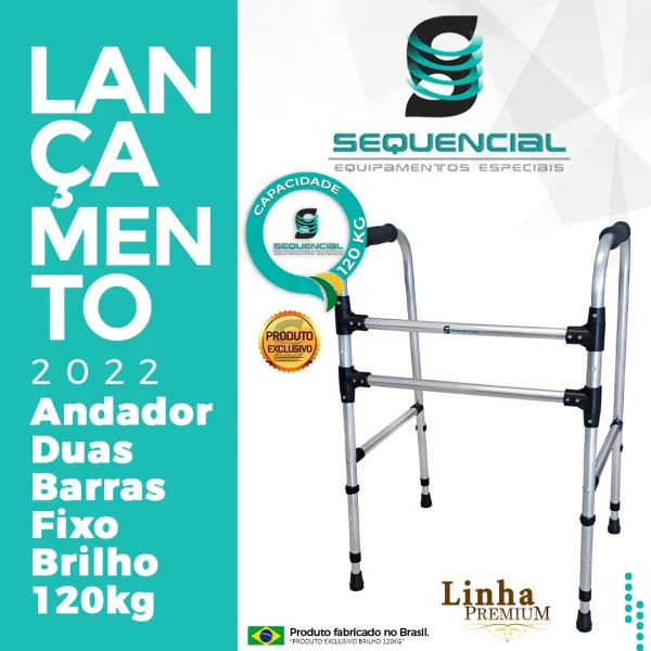 ANDADOR SEQUENCIAL 2 BARRAS FIXO BRILHO 130KG - Imagem 2