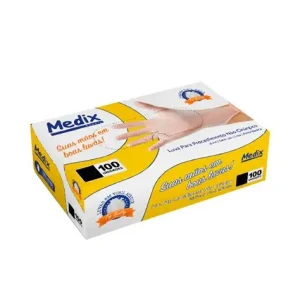LUVA VINIL DESCARTÁVE MEDIX TRANSPARENTE S/PO C/100UNID
