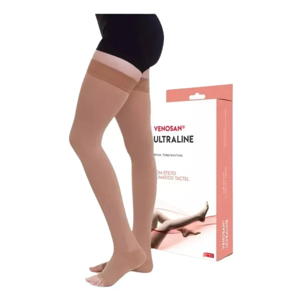 MEIA DE COMPRESSÃO VENOSAN ULTRALINE 4000 COXA 20-30 AGH BEGE PE ABERTO