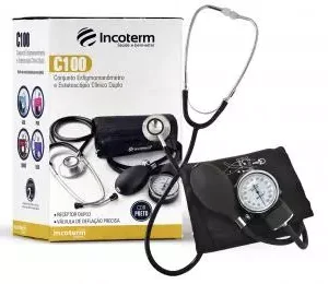 KIT APARELHO PRESSAO ANEROIDE INCOTERM + ESTETOSCOPIO C100