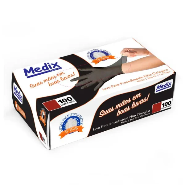LUVA NITRILO DESCARTÁVEL MEDIX S/PO C/100UNID - Imagem 3
